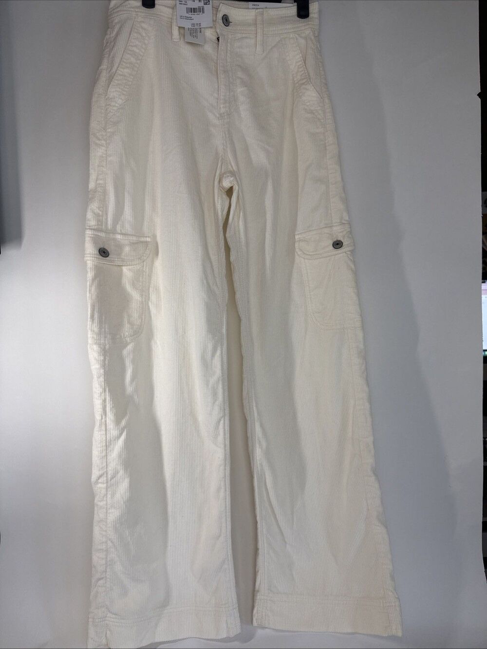 American Eagle High-Rise Baggy Wide Leg Cargo Pants Women's Size 0/25 Cream NWT